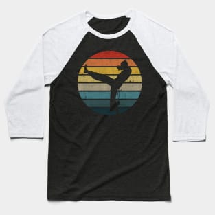 Capoeira Silhouette On A Distressed Retro Sunset print Baseball T-Shirt